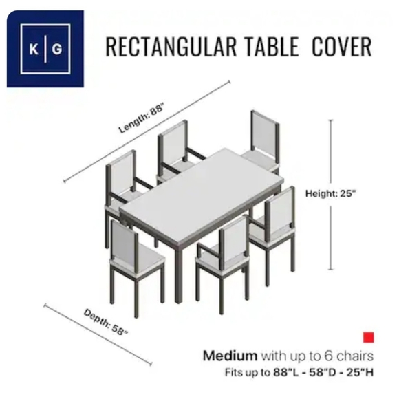 KHOMO GEAR Outdoor Dining Set Cover 88"W x 25"H x 58"D Gray - Picture 2 of 7